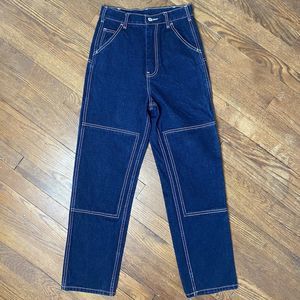John Galt Brandy Melville Bareback Jeans Painter Knee Patch High Rise Small Size